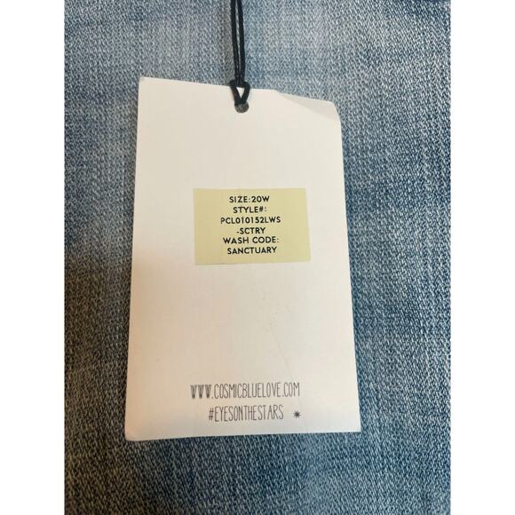 Cosmic Blue Love Womens Denim High Rise Distressed Cropped Jeans Size 20W Blue - Picture 5 of 6